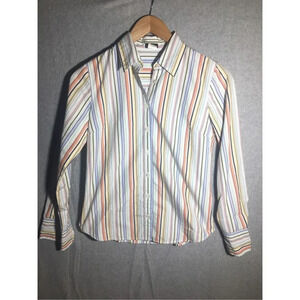 Womens J crew Button Down Shirt Striped Cotton Casual Beachy Boho Colorful